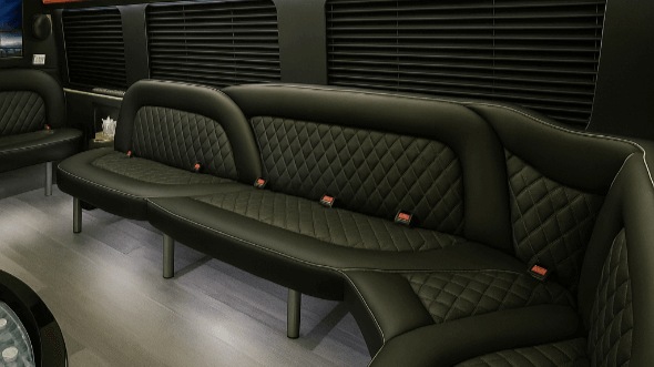 Interior of Charter Bus Company Ocala's 14 Passenger Sprinter Limousine in Ocala