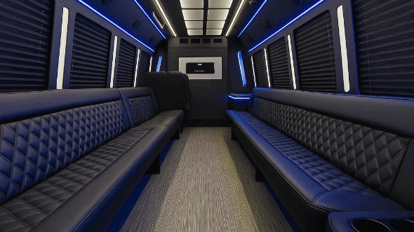 Interior of Charter Bus Company Jacksonville's 25 Passenger Party Bus in Jacksonville