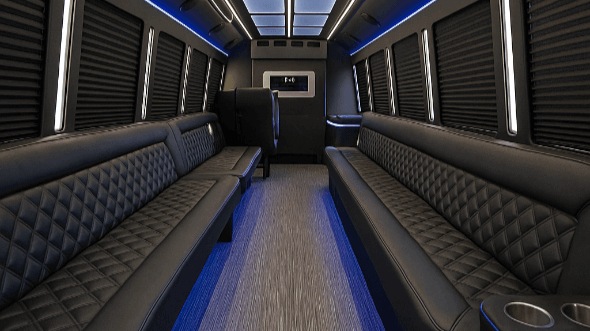 Interior of Charter Bus Company Jacksonville's 40 Passenger Party Bus in Jacksonville