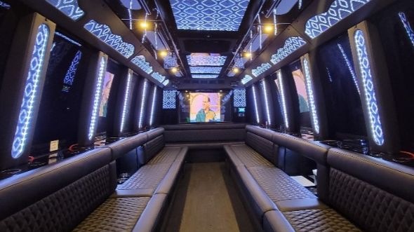 Interior of Tallahassee Party Bus Company's 40 Passenger Party Bus in Tallahassee